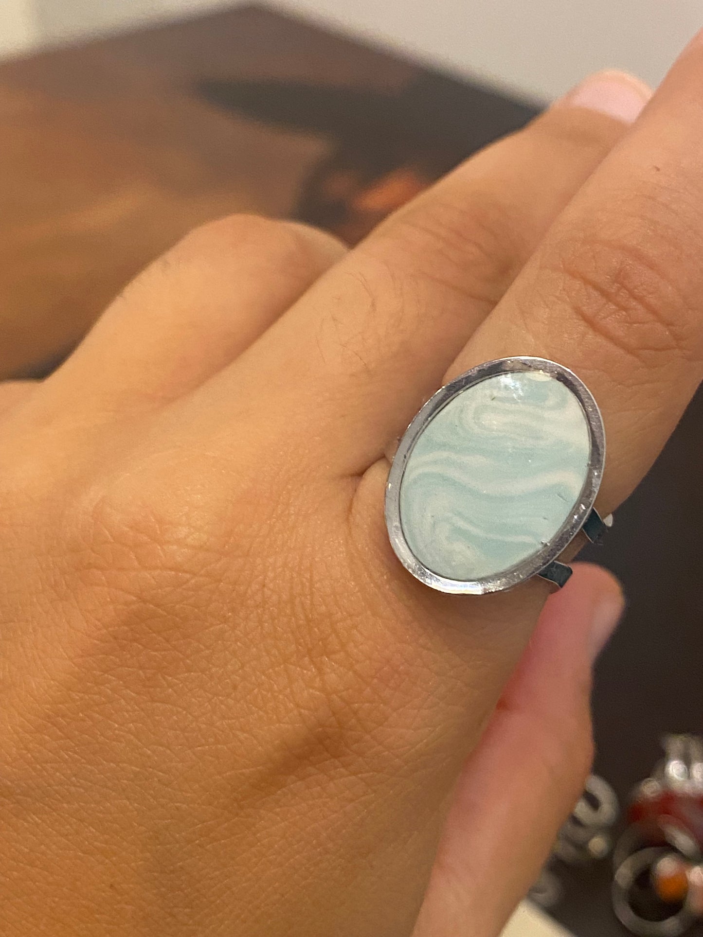 Anillo Oval azul