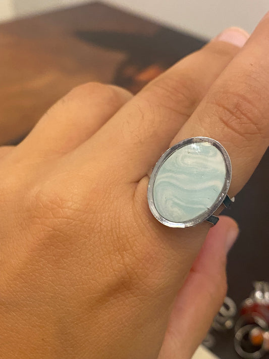 Anillo Oval azul